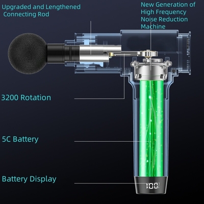 60dB LCD 터치 스크린 타격 마사저 블랙 재충전 가능한 미니 마사저